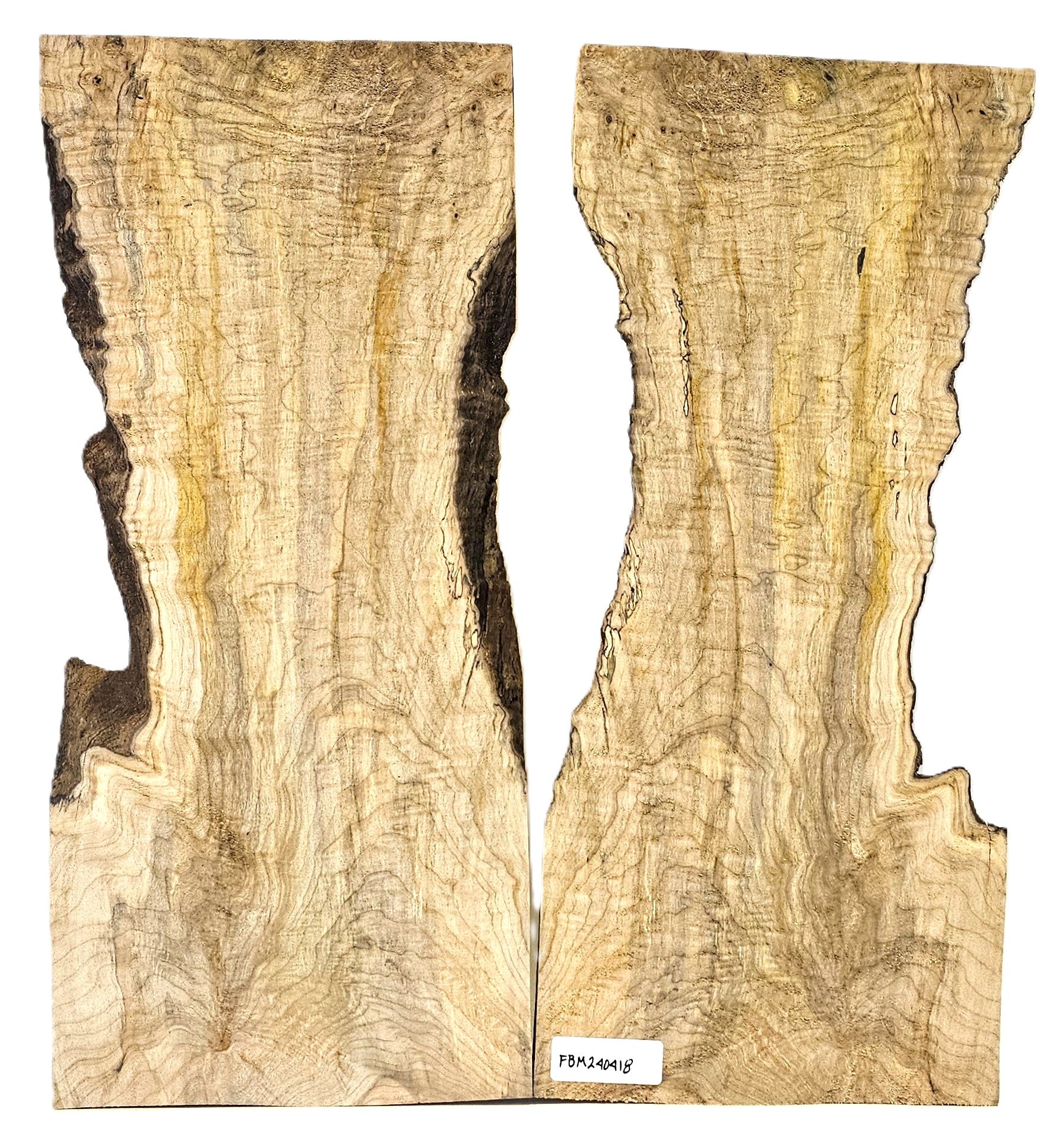 Gorgeous curly maple 2-piece set with deep color variations, 5A grade figure and live edges.