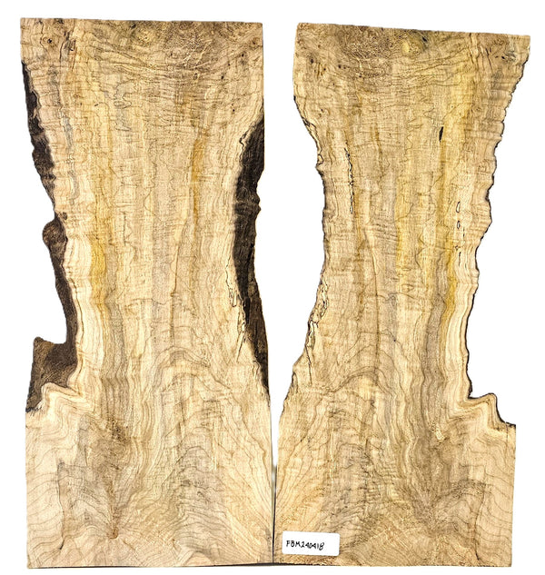 Gorgeous curly maple 2-piece set with deep color variations, 5A grade figure and live edges.