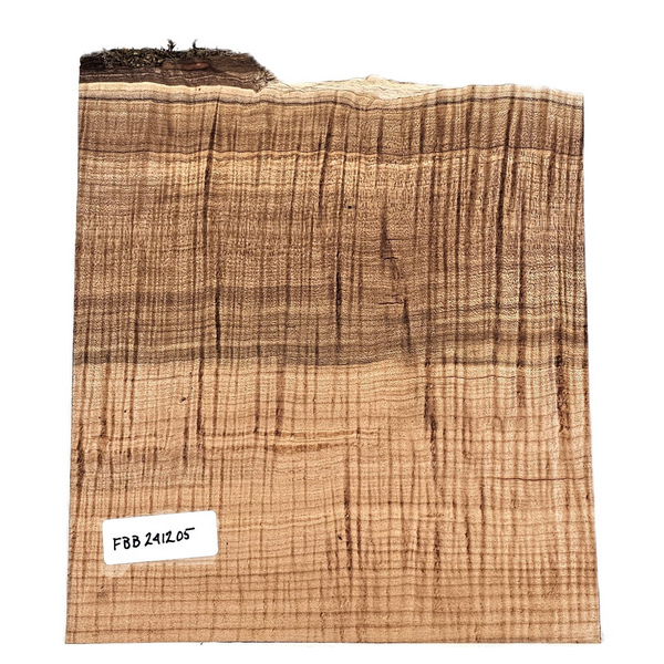 Beautiful, large curly maple bowl blank with subtle three-tone color bands, top grade figure throughout the piece and a live edge.