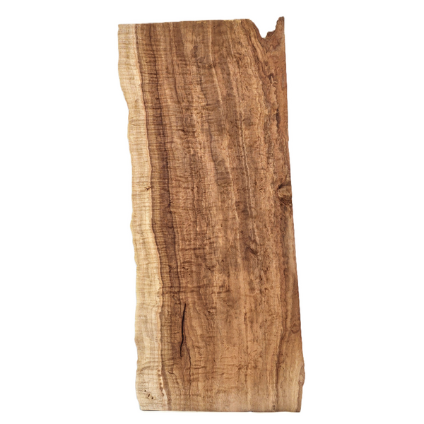 Beautiful flat-sawn curly maple billet/charcuterie board blank with wonderful multi-toned color, 5A grade curl and two live edges.