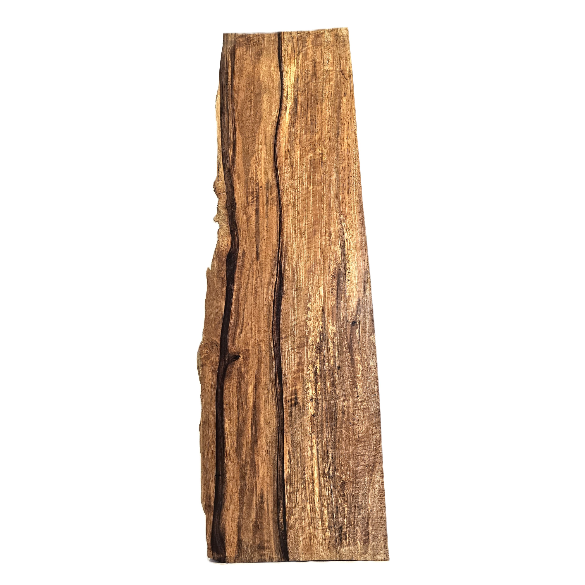 Curly mango craft board/billet with chocolate heart, heavy figure throughout, spalting, and wonderful color variation.