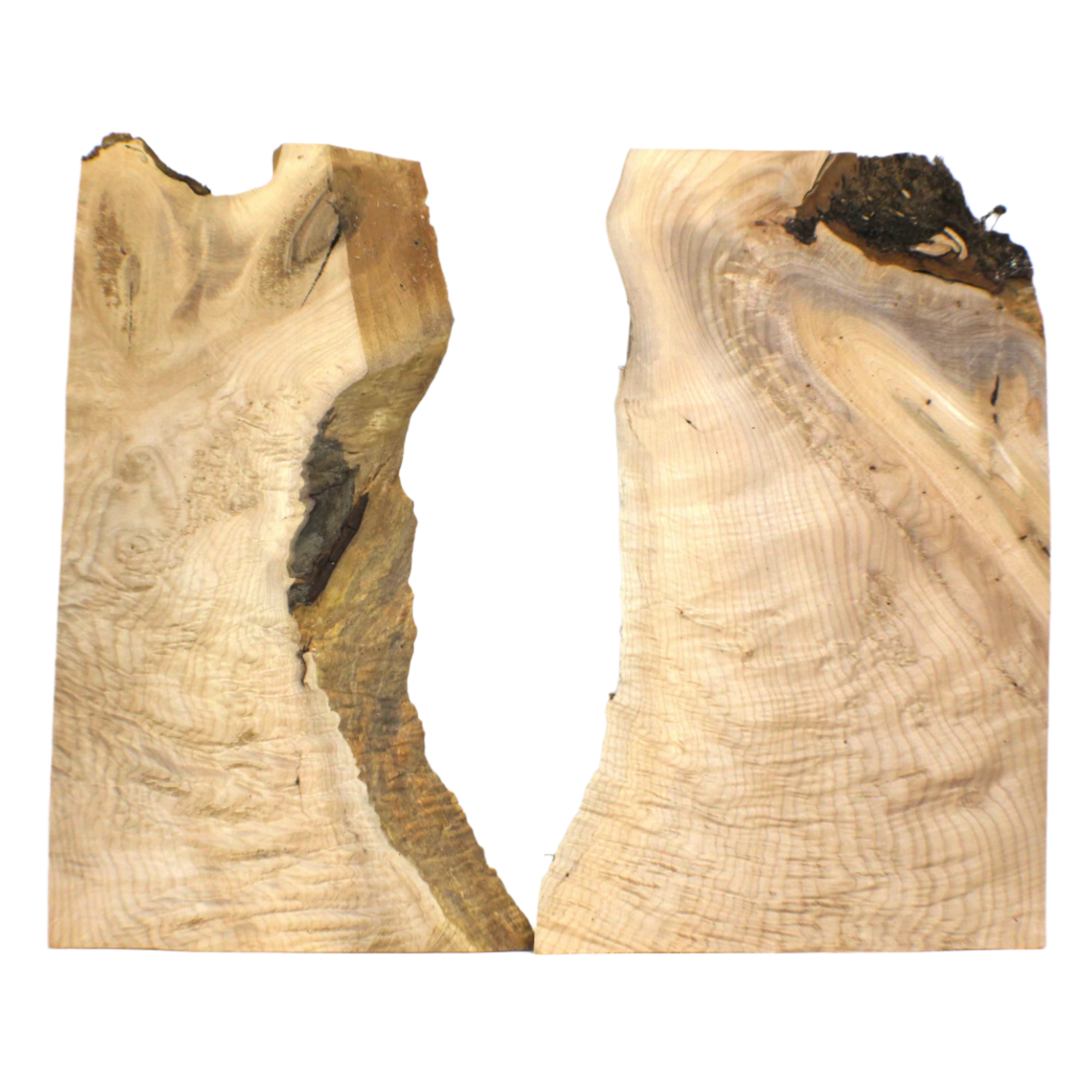 Beautiful quilted maple book-matched set with 5A grade quilting, burls, interesting knot and live edges.