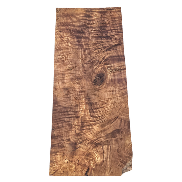 Absolutely gorgeous quilted maple billet with wonderful chocolate coloring, swirls of figure that run from flame to quilt, two-tone color variations and interesting small voids.