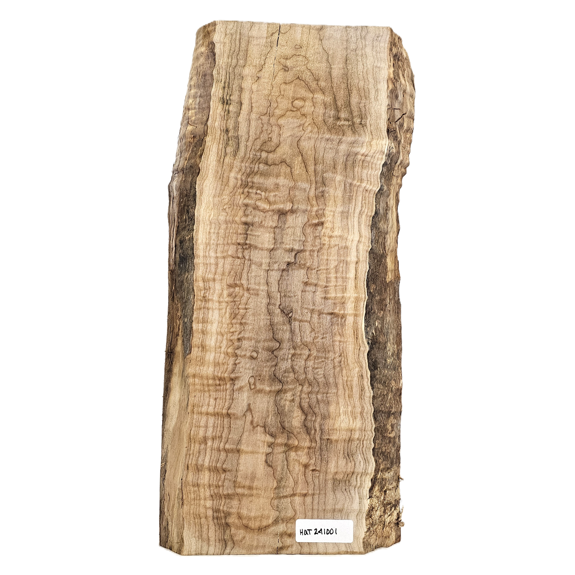 Beautiful two-toned flat-sawn flame to quilted maple billet with 5A grade figure, blue staining, and live edges.