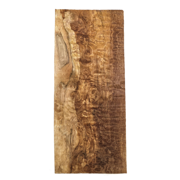 Beautiful 4A grade quilted maple billet with chocolate coloring and interesting live edge.