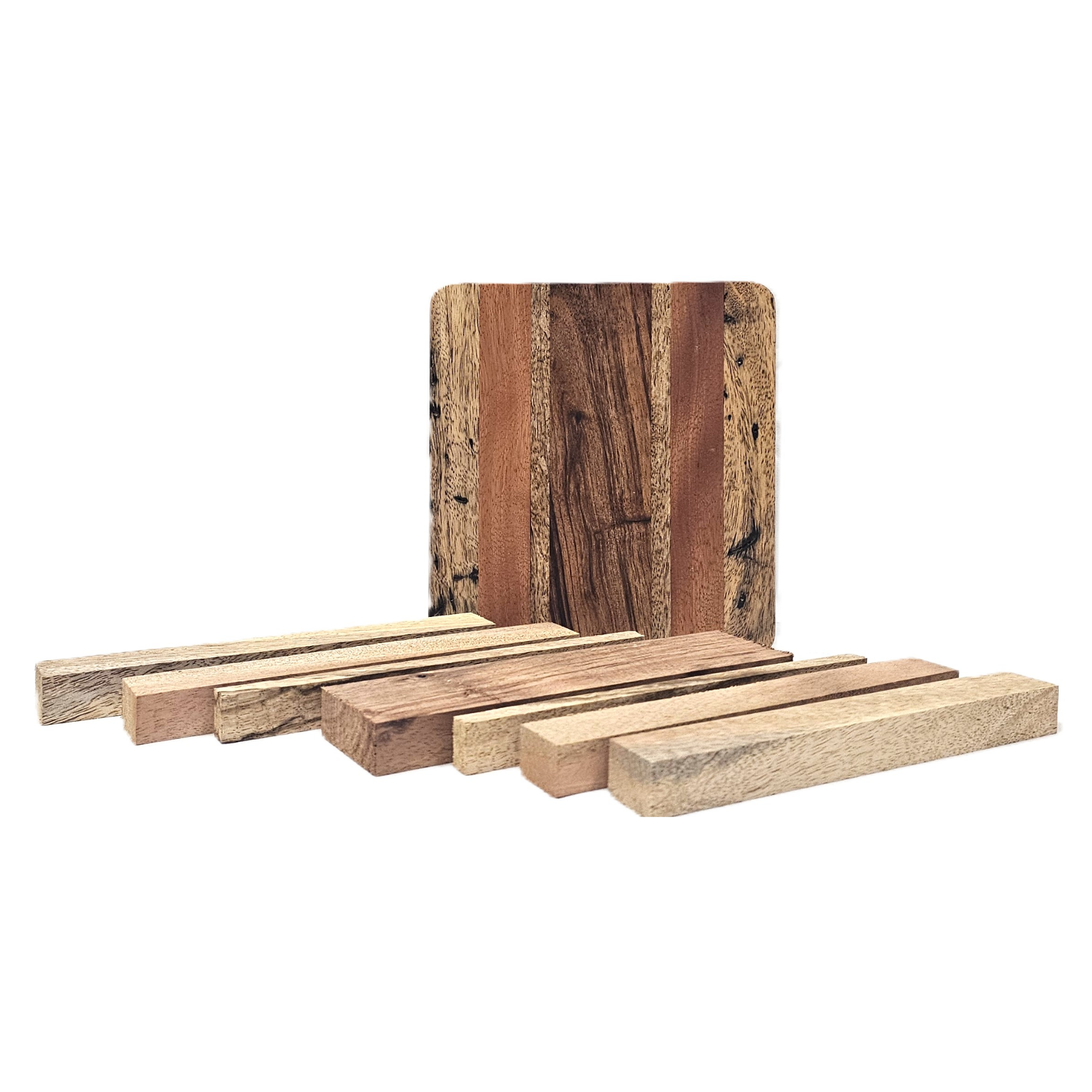A set of wood strips for making cutting boards.