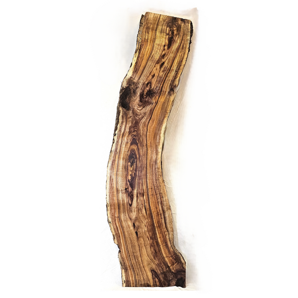 Absolutely gorgeous koa slab with 4A grade curl, dramatic grain lines, rich color, and two live edges.