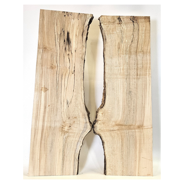 2-piece flame (curly) maple set with light curling throughout, interesting spalt lines and live edges.