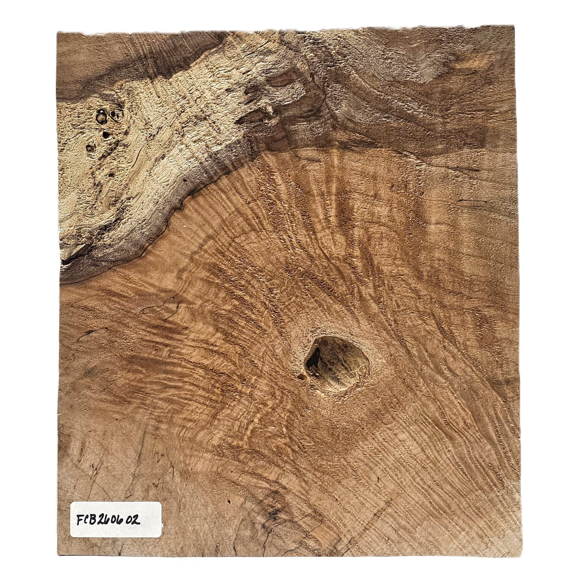 Beautiful flame (curly) maple craft board with wonderful color, strong figure throughout, interesting center void and light spalting.
