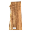 Stunning curly maple billet/charcuterie board blank with rich chocolate color accented by lighter streaks, 5A grade curl throughout and a live edge.