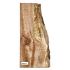 Beautiful flat-sawn curly maple billet/charcuterie board blank with multi-toned coloration, small center burl, 5A grade curl throughout and live edge.