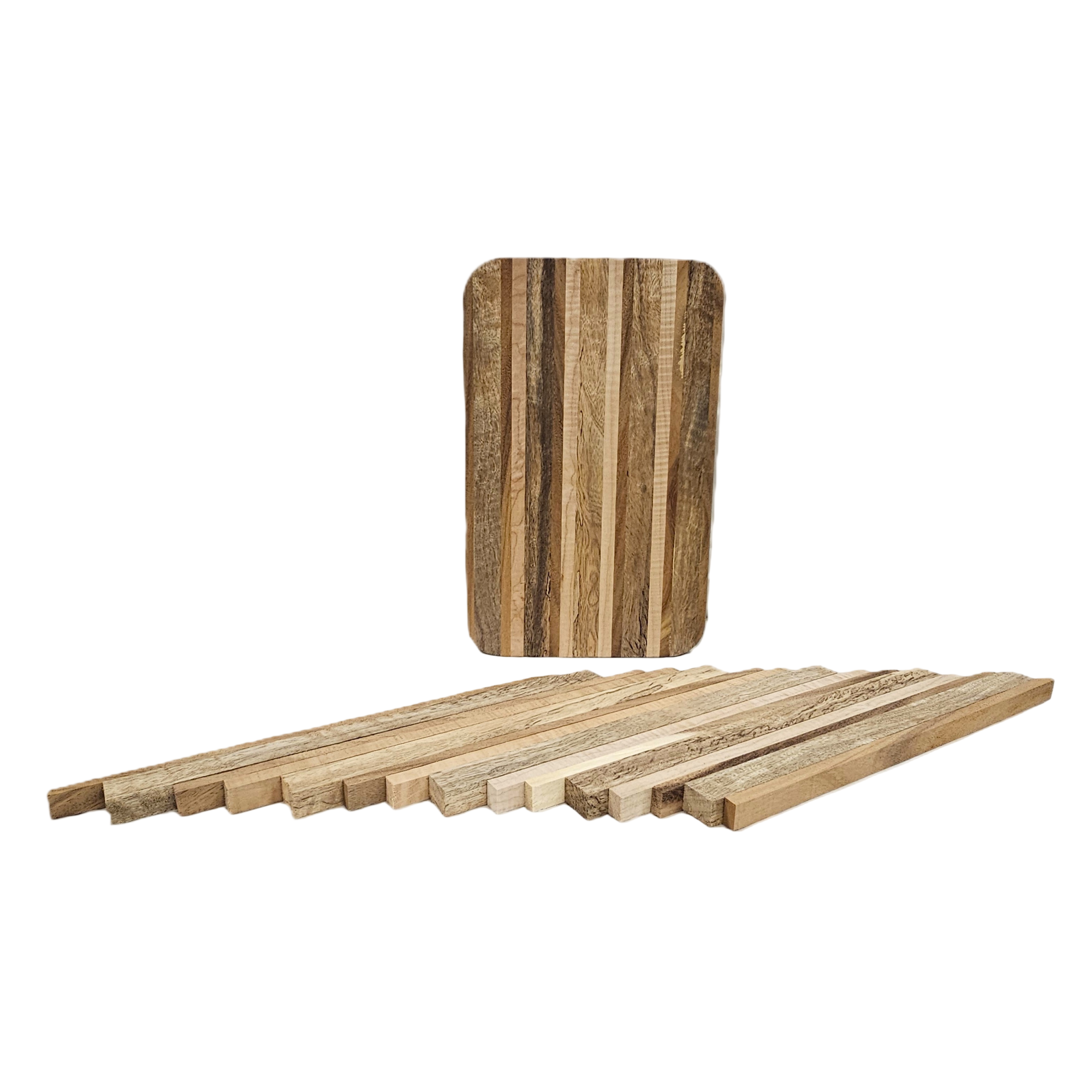 Cutting Board kit showing finished board and kit pieces.