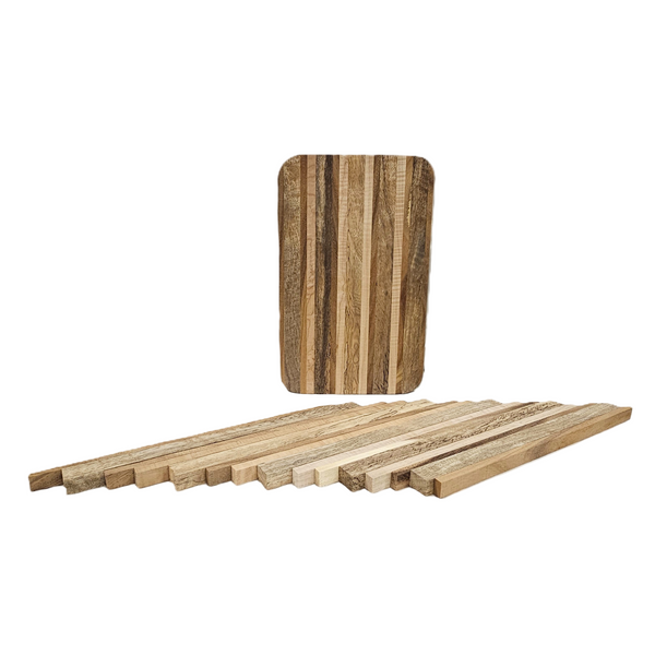 Cutting Board kit showing finished board and kit pieces.