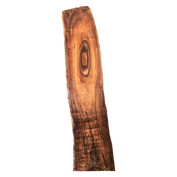 Curly koa craft board with deep red color, light to heavy curl throughout and live edges.