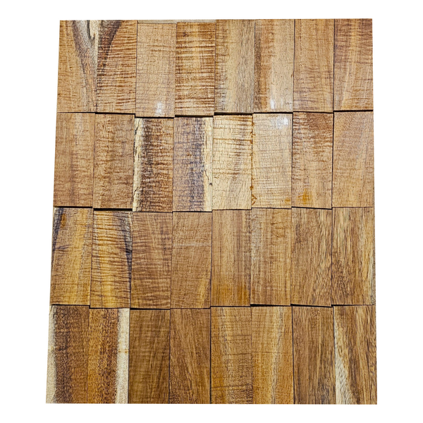 Koa is a beautiful, stable wood, which is easy to work with and is amazingly beautiful once finished.&nbsp; It comes in a broad range of color from gold to deep red, has wonderful wavy grain patterns and frequently has sapwood, which is not notably softer than the heart.&nbsp; This product line has heavy curl.