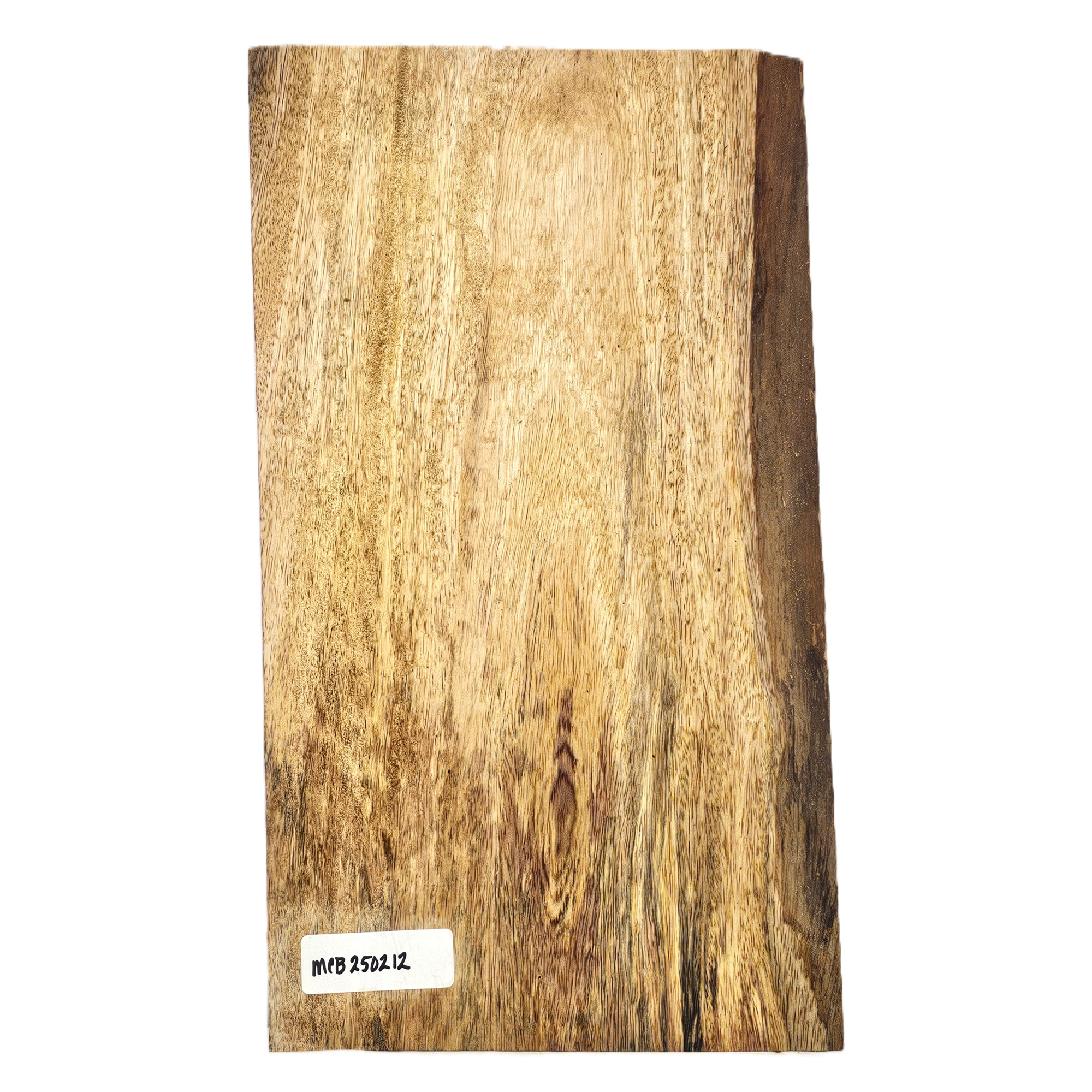 Beautiful mango craft board with light curl, multiple colors and partial live edge.