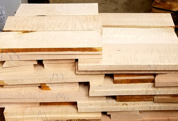 Maple billets stacked on top of each other