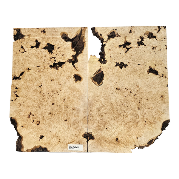 2-piece book-matched set of maple burl with heavy burl eyes, beautiful color and interesting bark seams.