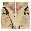 Amazingly unique 2-piece maple burl book-matched set with two-toned color, heavy burl and bark seams.