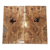 Beautiful 2-piece maple burl set with deep color, heavy burl and curl and interesting bark seams.