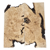 Interesting 2-piece maple burl set with heavy burl eyes, curl scattered throughout, bark seams and a partial live edge.