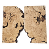 Beautiful 2-piece maple burl set with heavy burl eyes, scattered curl, bark seams and partial live edge.