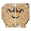 Beautiful 2-piece maple burl set with heavy burl eyes, scattered curl, bark seams and partial live edge.