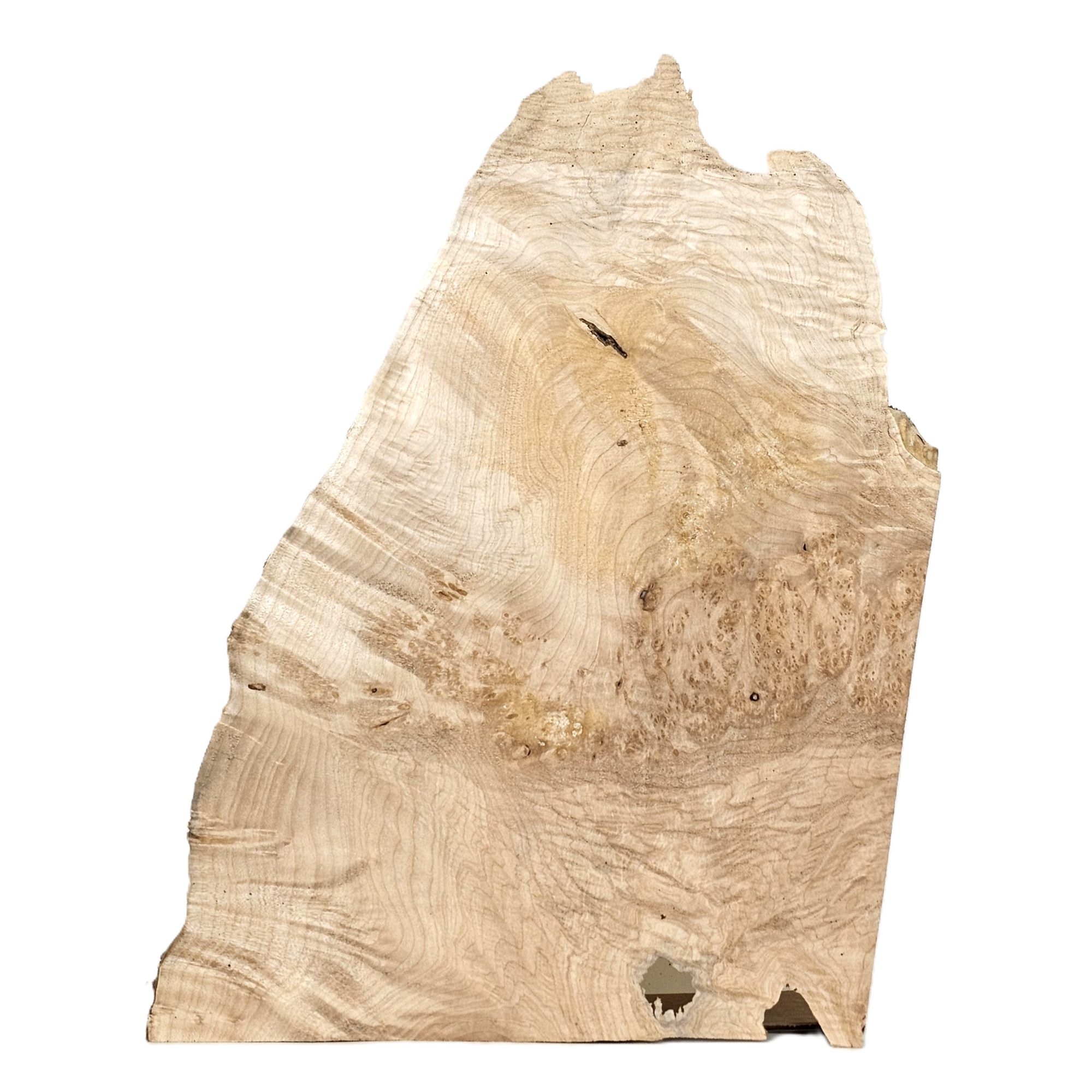 Fun little maple burl craft board with live edges, curl and heavy burl eyes.