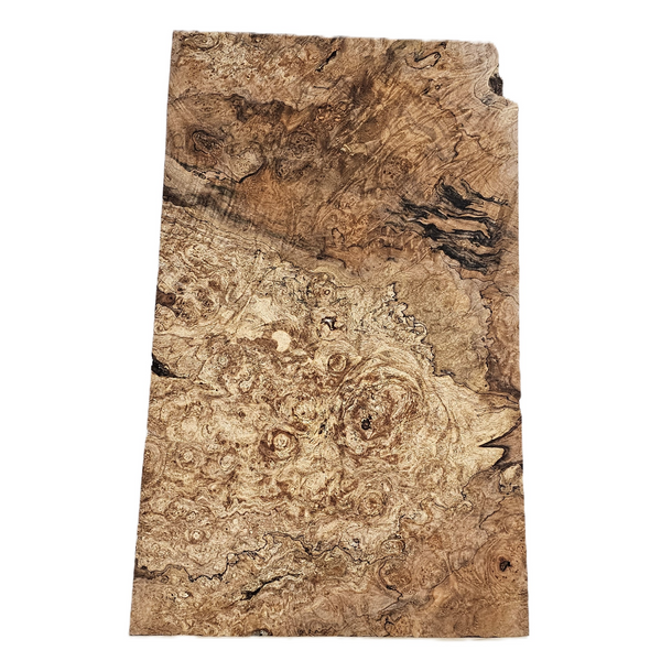 Gorgeous maple burl craft board with small voids, wonderful color variations, and spalting.