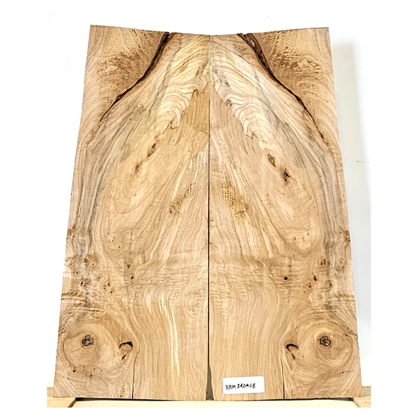 Wonderful pattern in this 2-piece maple burl book-matched set with strong color variation, large knots, and light curl.