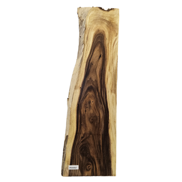 Gorgeous monkeypod craft board/mini slab with rich color, dramatic grain lines, light curl throughout, wide sap line and live edge.