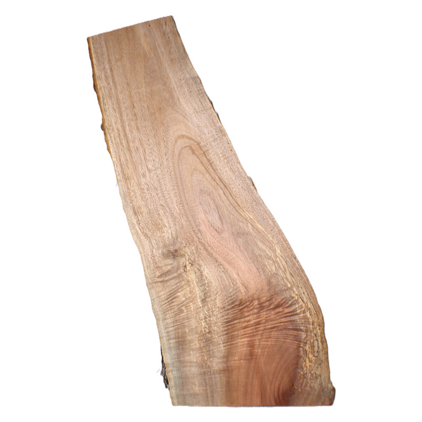 Beautiful Queensland maple craft board with two-tone color, large interesting knot, light curl, and live edge.