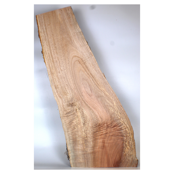 Beautiful Queensland maple craft board with two-tone color, large interesting knot, light curl, and live edge.