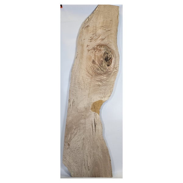 Absolutely beautiful Queensland Maple craft board with heavy curl, pink undertones, spalting, interesting knot and live edge.