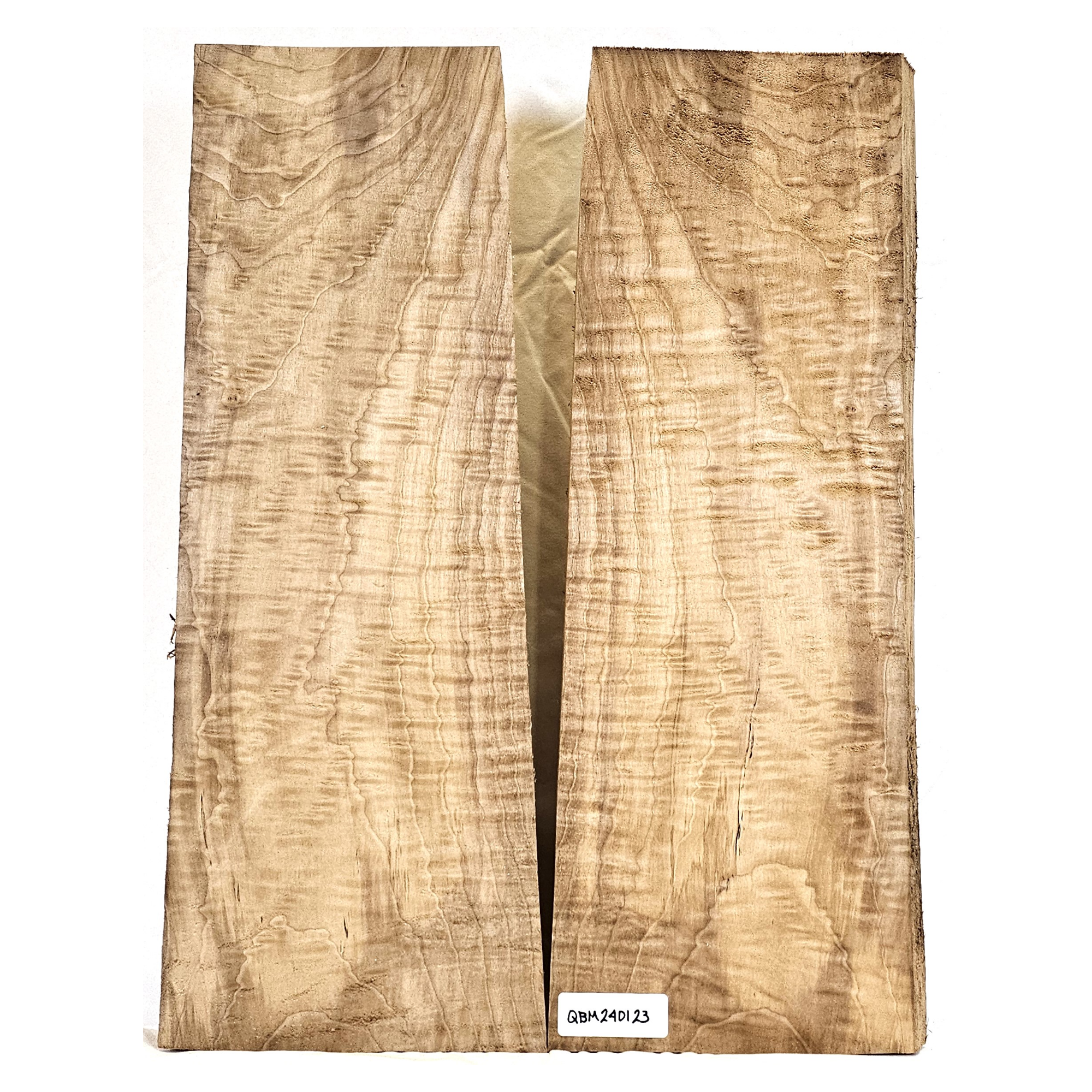 Quilted maple 2-piece set with 4A grade angel-step figure, interesting color variations, and light green streak.