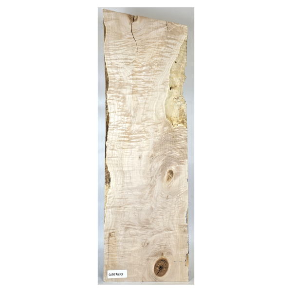 Beautiful Quilted - flat-sawn flame maple craft board with 5A curl, knots, color streaks, and partial live edge.