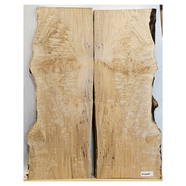 2-piece quilted maple book-matched set with&nbsp; 3A grade figure throughout, scattered burls and live edge.