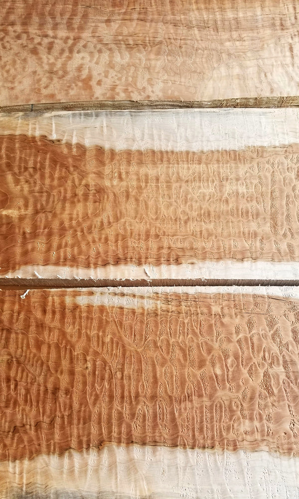 Quilted maple detail, 3 boards