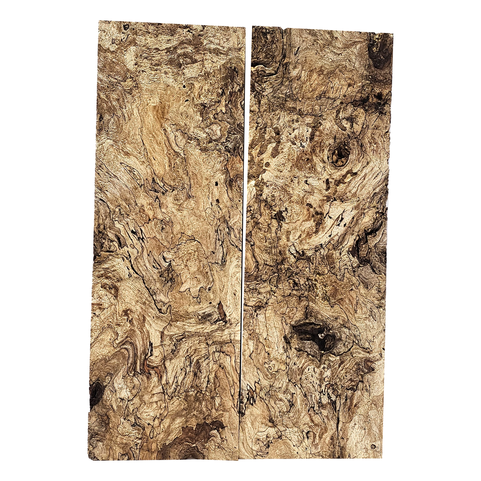 Beautiful spalted maple bookmatched set with lots of interesting patterns.  This set is VERY punky.  Please view the photos carefully before making a purchase decision