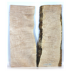 2-piece, off-quarter (quiddle) flame maple book-matched set with high grade figure, uniform color, and small burl in center.  Dimensions: Thickness each piece: 1.25", Max width: 9.75", Length: 23".