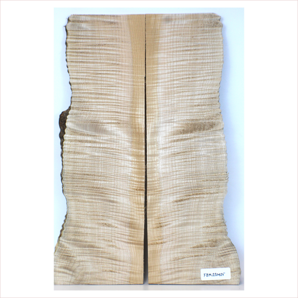 Dimensions: Thickness (each piece): .5", Max width: 8", Length: 25".  Absolutely beautiful 5A curl well quartered, 2 piece set with heart line and live edge.  The average width is 6.5".