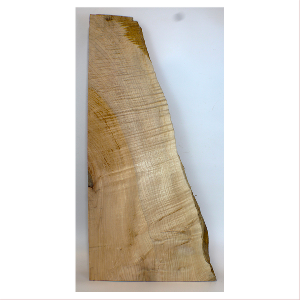 Dimensions: Thickness: 3.125", Max Width: 13.75, Length: 30.25".  This large billet has 5A off-quarter curl, two-tone coloring, feathering and live edge.