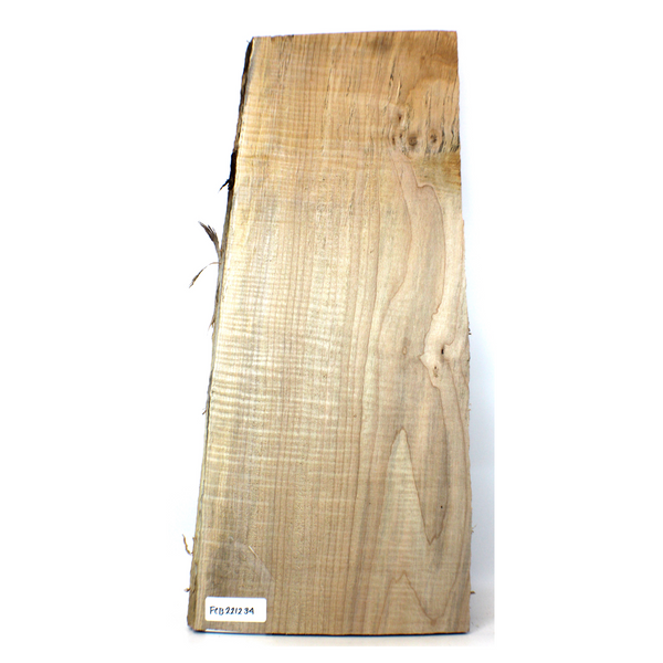 Dimensions: Thickness 0.75", Max width 12", Max length 27.5".  Flame maple craft board with color streaks, 5A curl, and live edge.