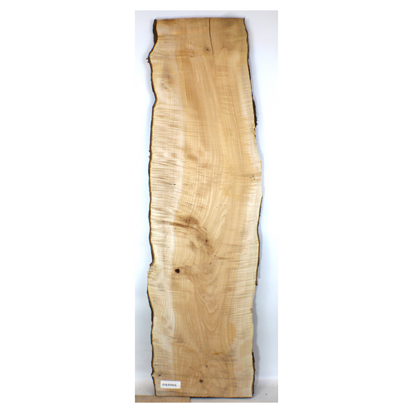 Dimensions: Thickness 1.25", Max width 14.5", Max length: 51.5".  Flame maple craft board with two-tone heart color, small knot, 4A grade curl, and two live edges