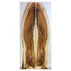 Dimensions: Thickness each piece: 1.125", Maximum width 11.5", Length 58.75".  Beautiful 2-piece, book-matched curly koa set with striking heart/sap variation, light spalting, 5A grade curl throughout, and live edge.