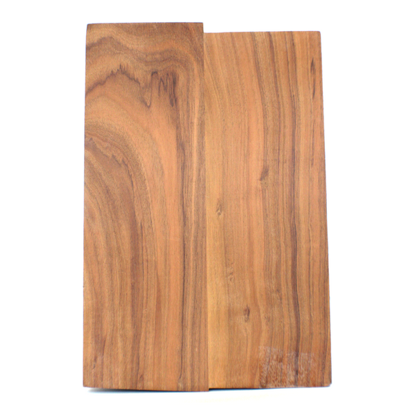 Dimensions: Thickness 1.75", Width 12.5", Length 19".  Slip-matched plain koa glue up with small defect within the guitar pattern area.  Rich color and grain lines.