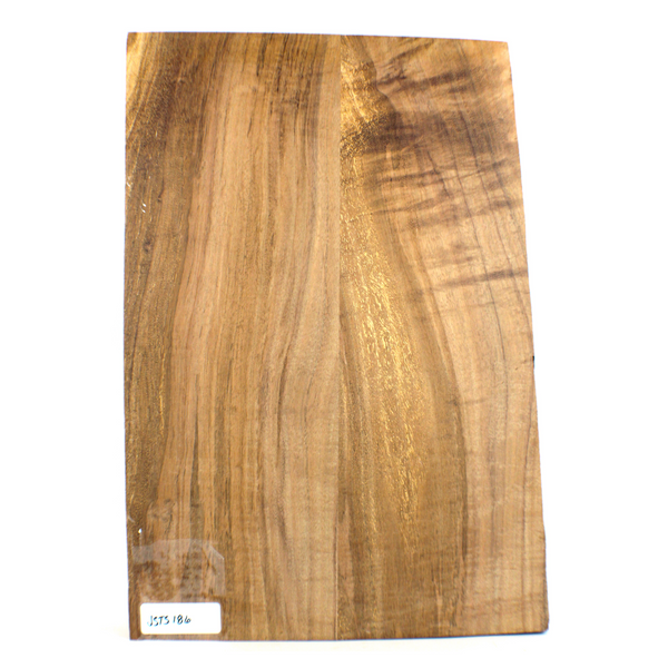 Dimensions: Thickness 1.25", Width 13.25", Length 19.75".  Slip-matched koa glue up with light curl on one side, nice color and grain.  There is a thin band of spot rot present.