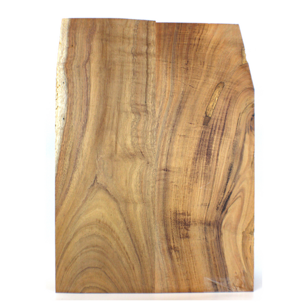 Dimensions: Thickness 1.75", Width 14", Length 19".  Music Second  Color-matched koa glue up with interesting grain patterns, nice color, and light curl.