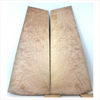 Interesting quilted maple book match with flat-sawn flame figure on the edges.  3A grade figuring and little burls.  This set has been sanded to 400 grit.  Dimensions: Thickness (each piece): .25", Max width: 9.75", Length: 22".