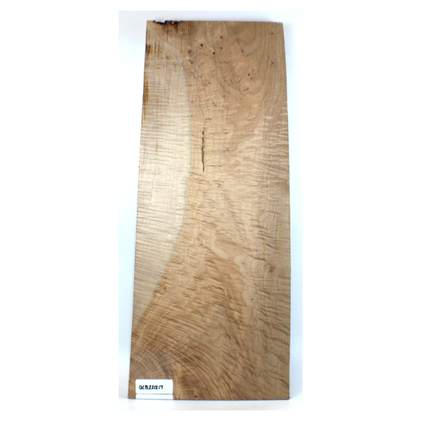 Dimensions: Thickness 0.75", Max width 10.5", Max length 28".  Quilted maple craft board with 5A grade figure, sweep of two-toned color, and small burls.